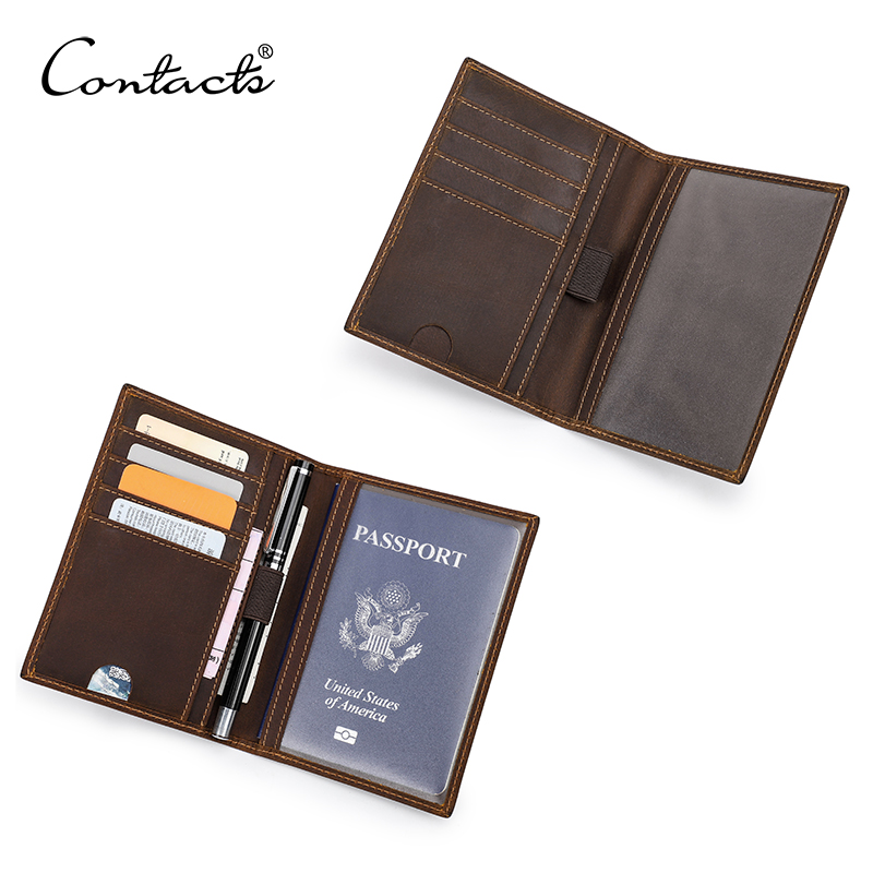 Travel Wallet Slim - CONTACT'S Passport Holder Men Genuine Leather