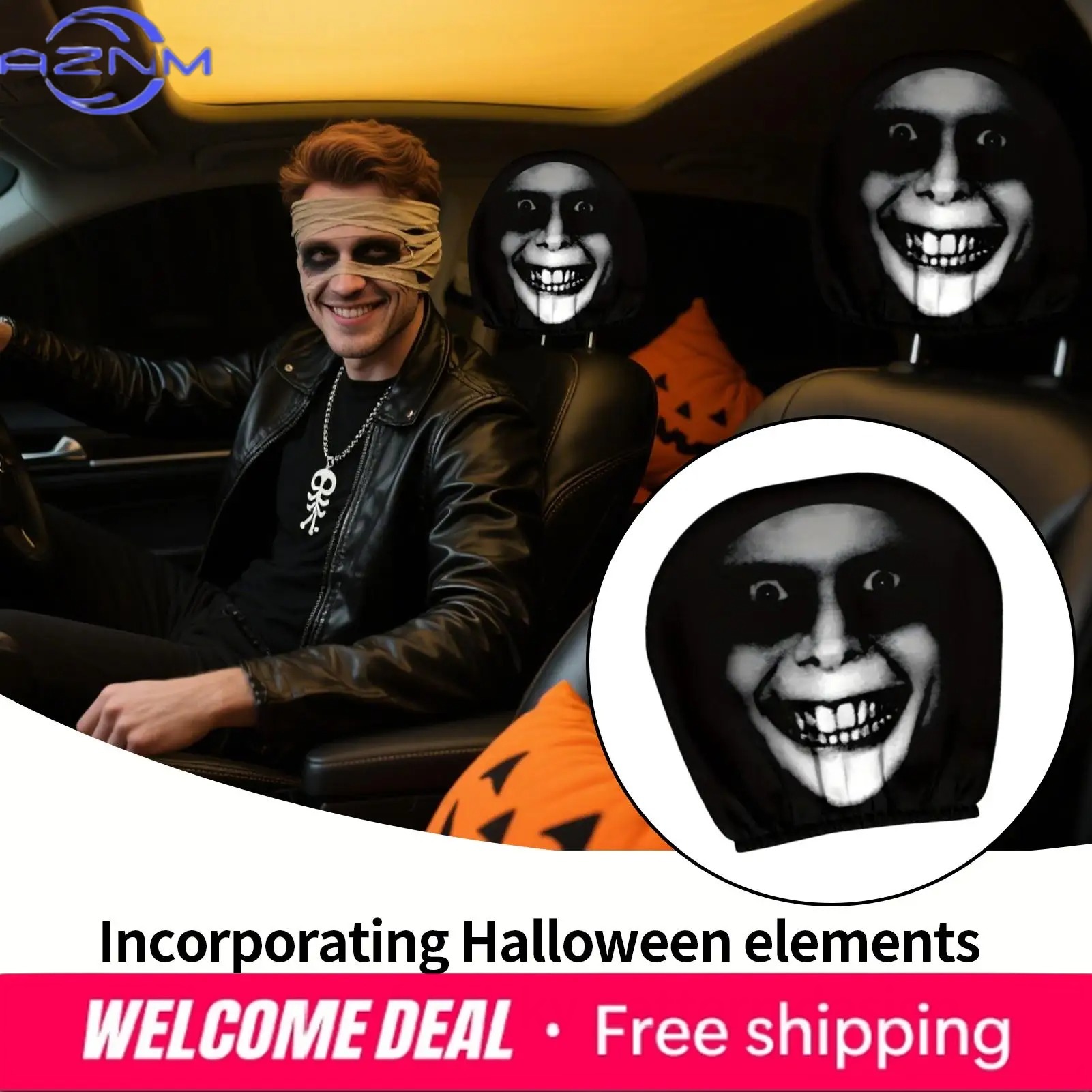 Travel Accessories For Road Trip - Head Rest Cover For Car Halloween