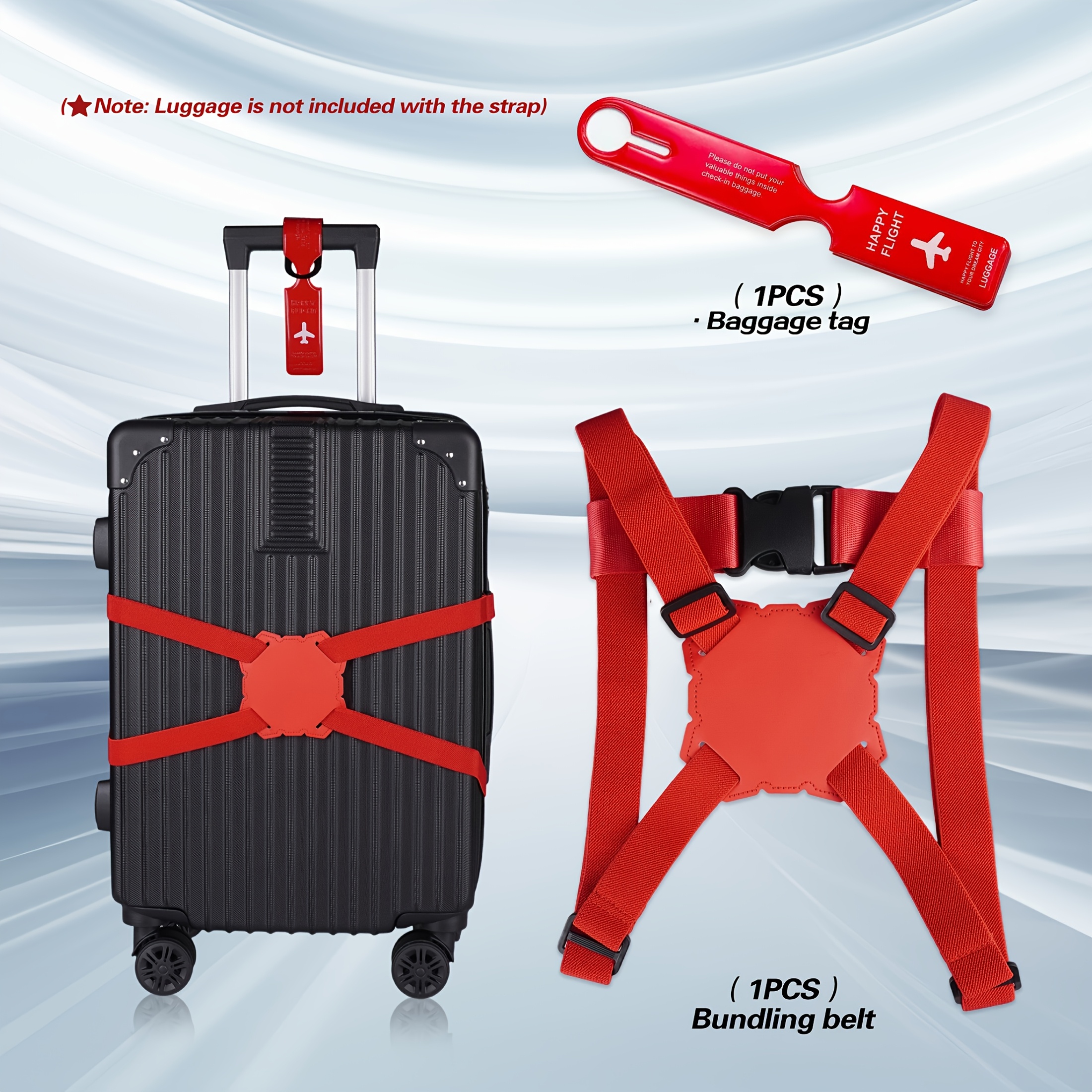 Travel Accessories Kit - 2-Piece Luggage Strap Set + Luggage