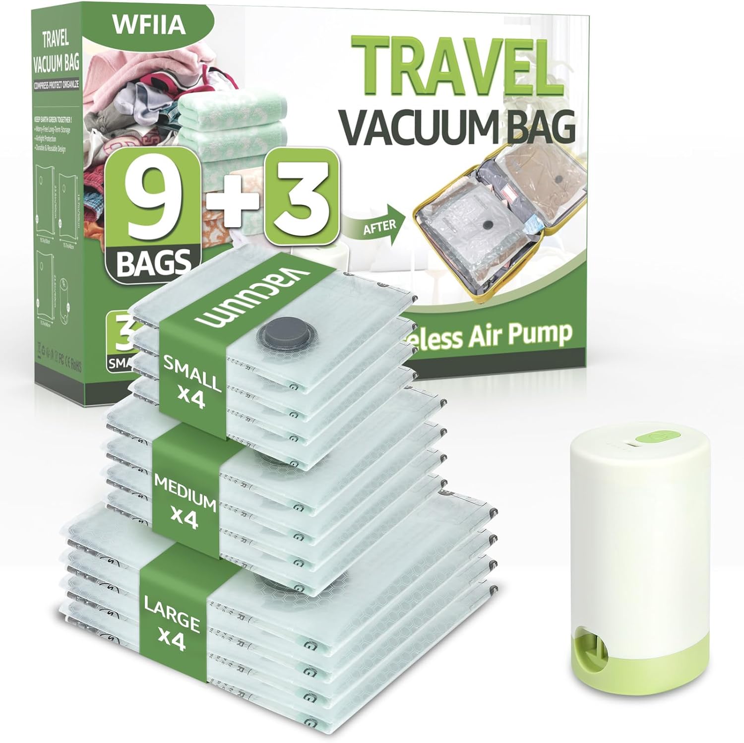 Compression Bag Vacuum - 12 Packs Vacuum Bags for Travel