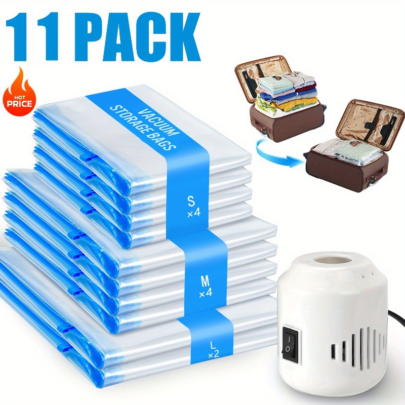 Compression Bag Vacuum - 11Pcs Vacuum Storage Bags with Electric