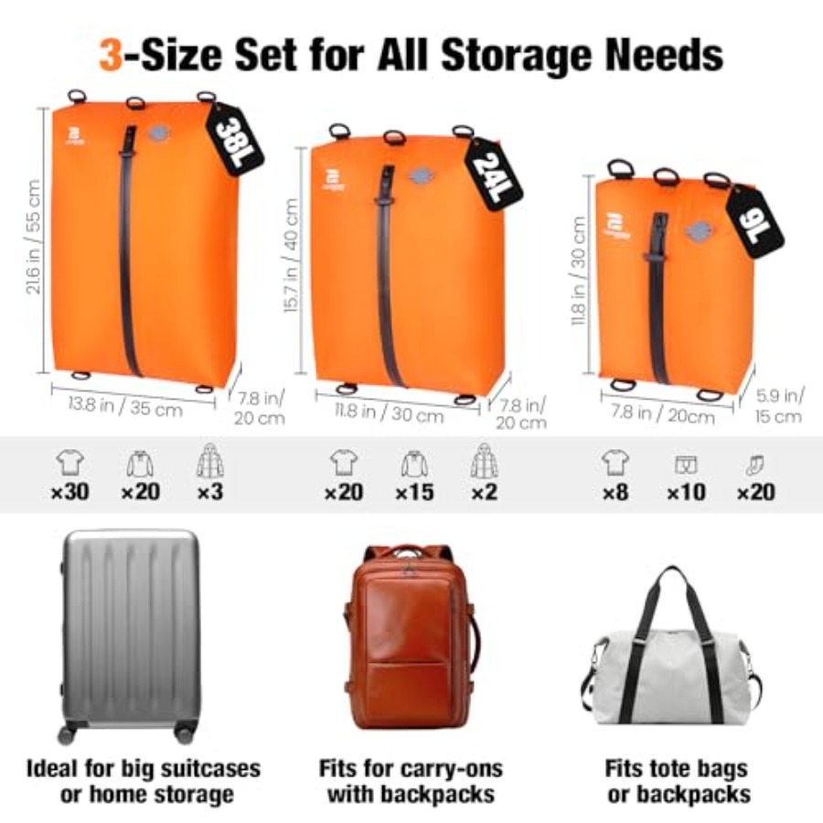 Travel vacuum bags set: reusab - Compression Bag Vacuum review and price