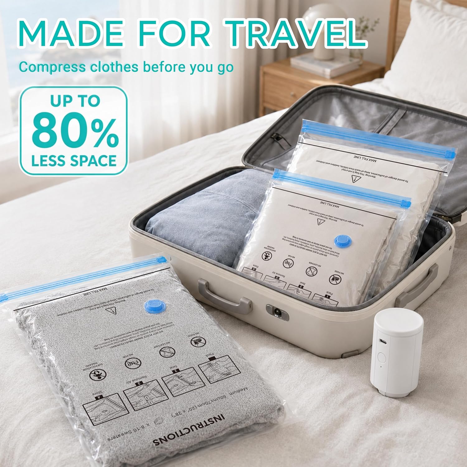 Travel Vacuum Bags with Pump,  - Compression Bag Vacuum review and price