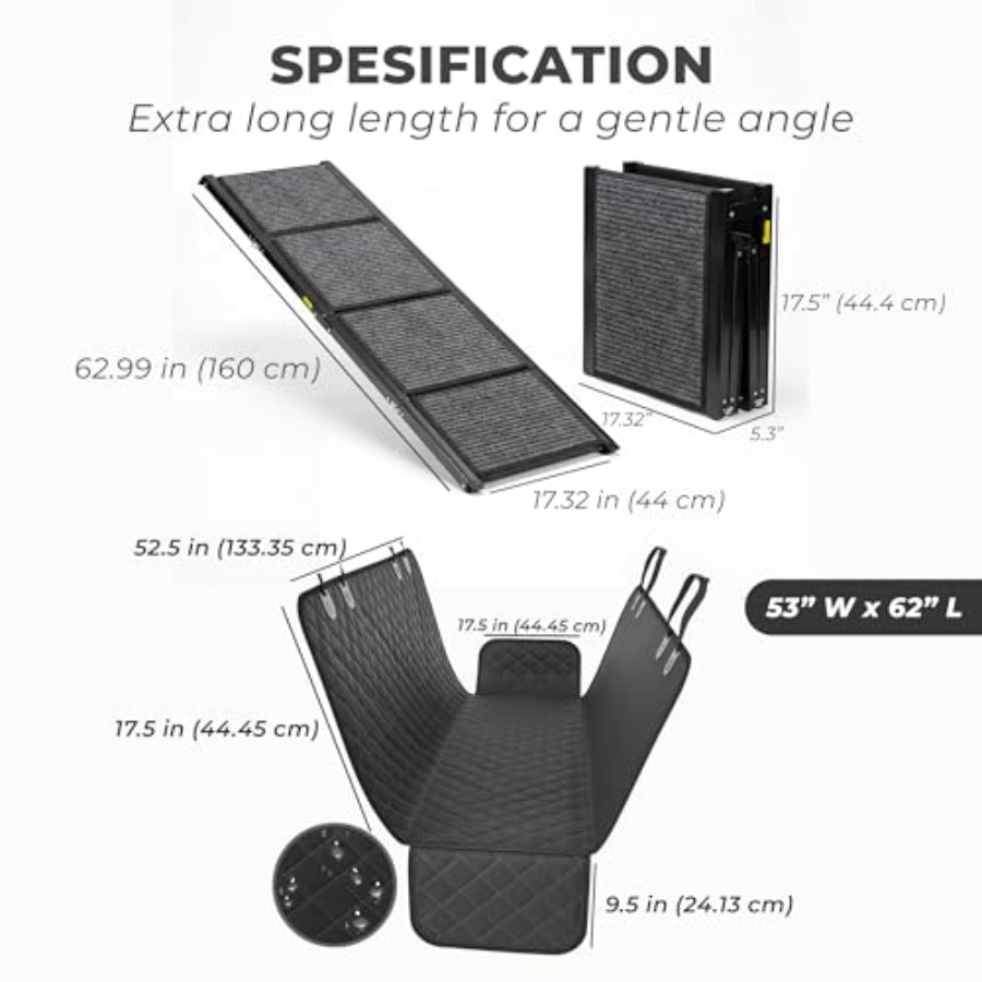 63 Foldable Non-Slip Dog Ramp  - Car Seat Travel Bag review and price