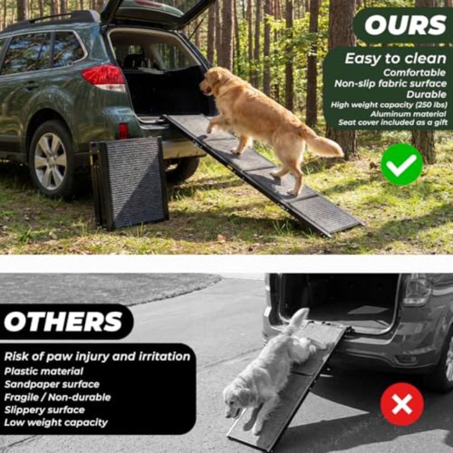 63 Foldable Non-Slip Dog Ramp  - Car Seat Travel Bag review and price