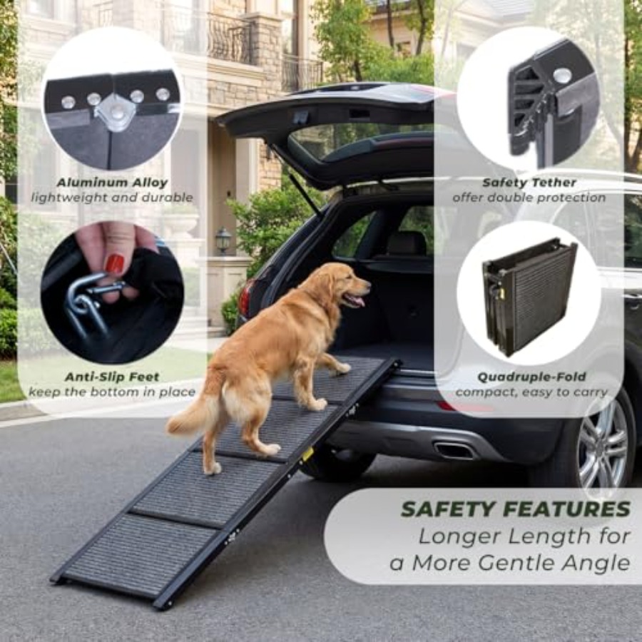 63 Foldable Non-Slip Dog Ramp  - Car Seat Travel Bag review and price